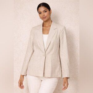Windsmoor Linen Blend Beige Size 14 Blazer Jacket Minimalist Quiet Luxury Chic